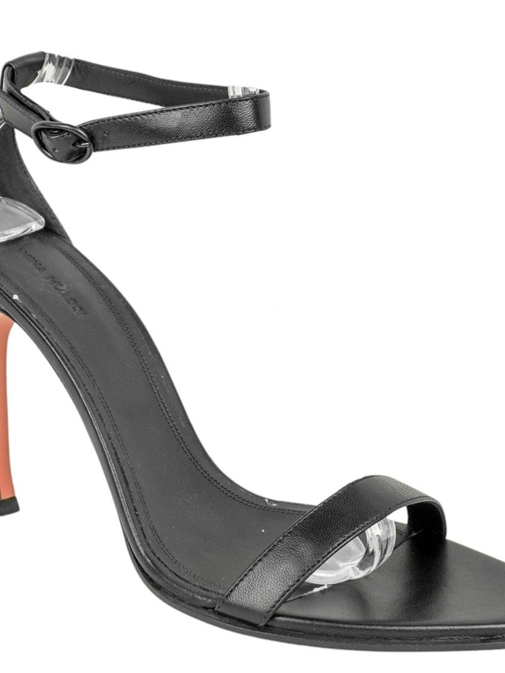 Amina Muaddi Black Kim Leather Ankle-Strap Stiletto Sandals - Picture 7 of 15